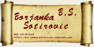 Borjanka Sotirović vizit kartica